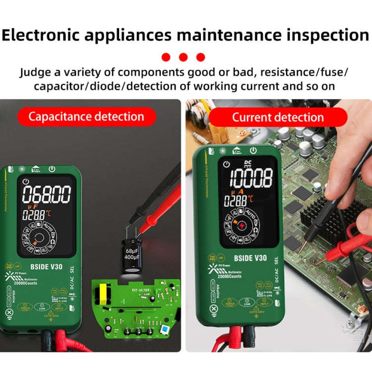 Intelligent Colorful Screen PV Multimeter Infrared Thermometer, V30 (Green)