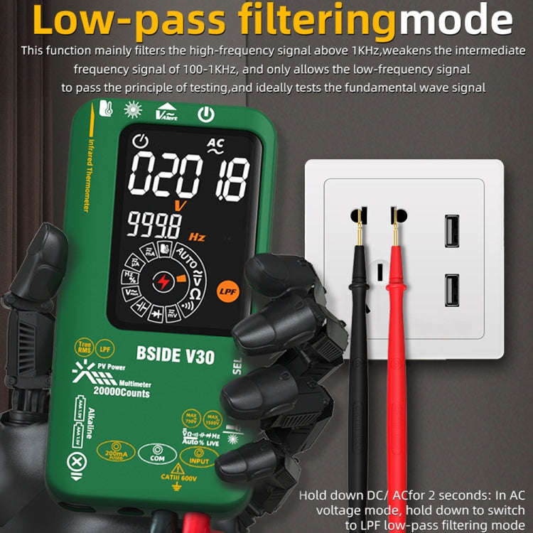 Intelligent Colorful Screen PV Multimeter Infrared Thermometer, V30 (Green)