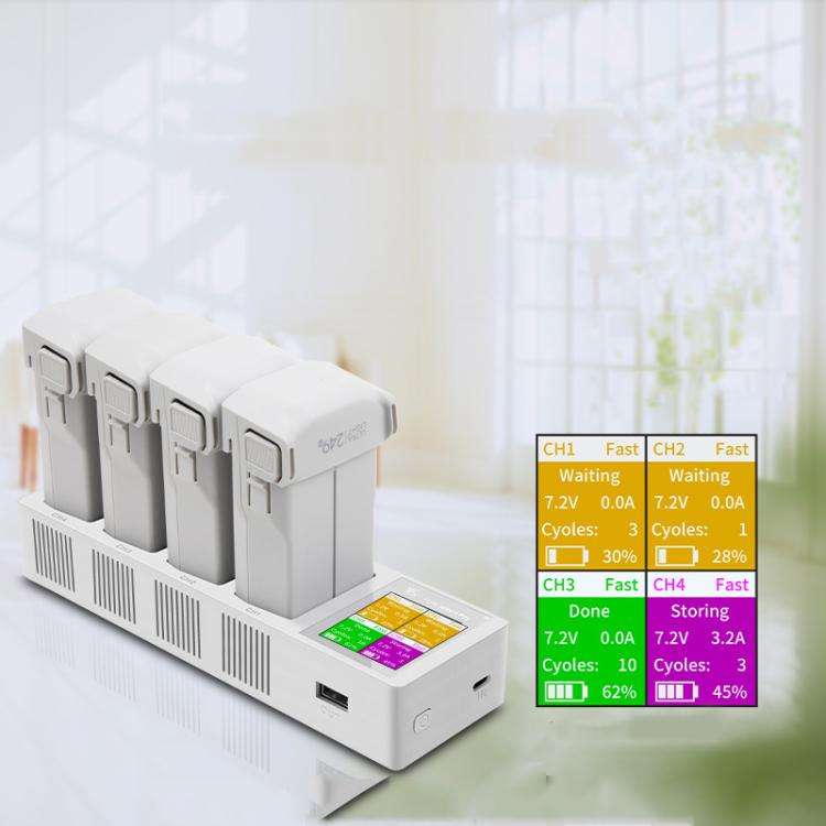 For DJI Mini 4 Pro / Mini 3 Pro / Mini 3 YX Four-Way Color Screen Charger Battery Manager, Mini F...