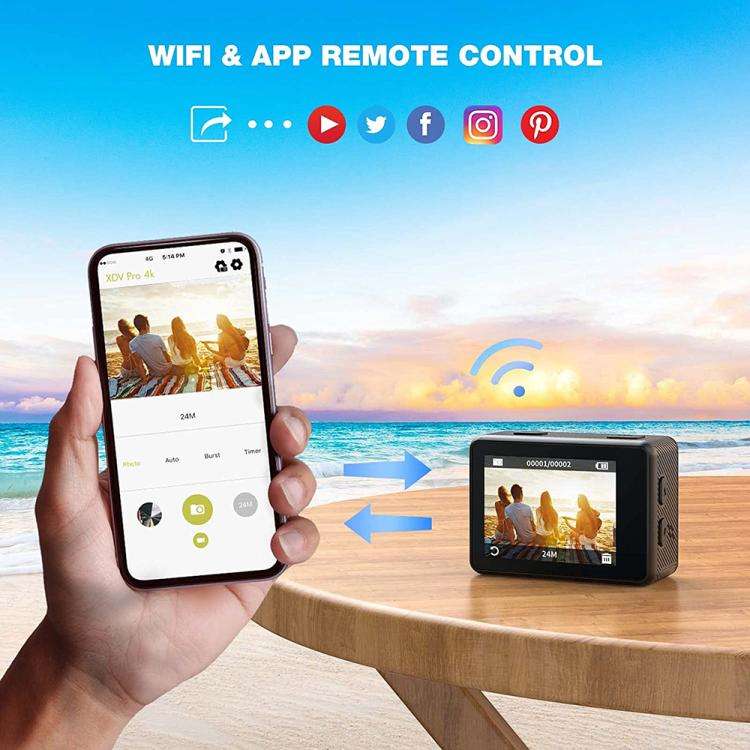 WIFI Wide-angle EIS Anti-shake Touch Color Dual-screen Remote Control Video Sports Camera, Q60TR