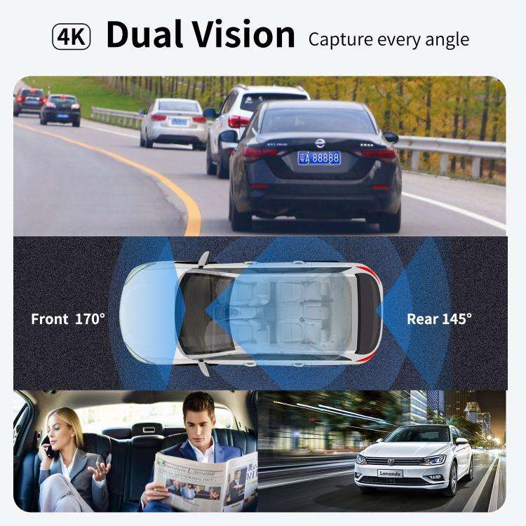 4K+1080P Driving Recorder Dual Front & Rear Recording WIFI Reversing Images