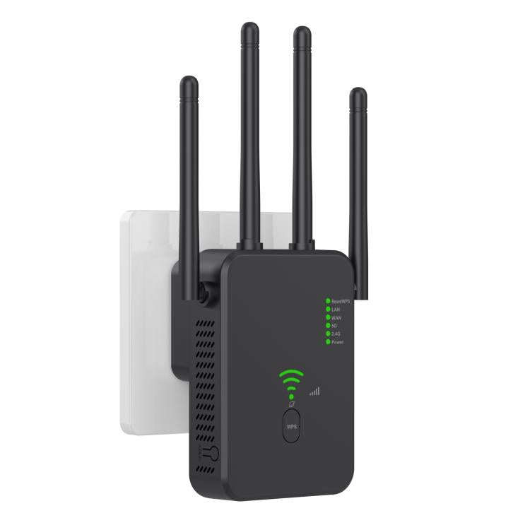 Urant U10 1200Mbps 2.4G & 5.8G Wireless Repeater WiFi Signal Amplifier With 4 Antenna, US Plug Bl...