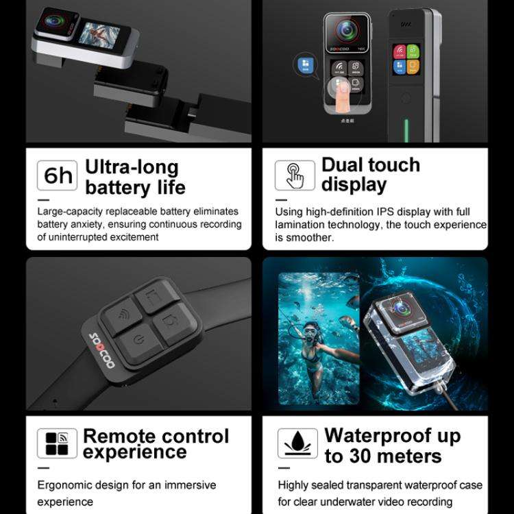 4K HD Anti-Shake Waterproof Motorcycle Riding Recorder Chest Head Mounted Diving Thumb Camera, SO...