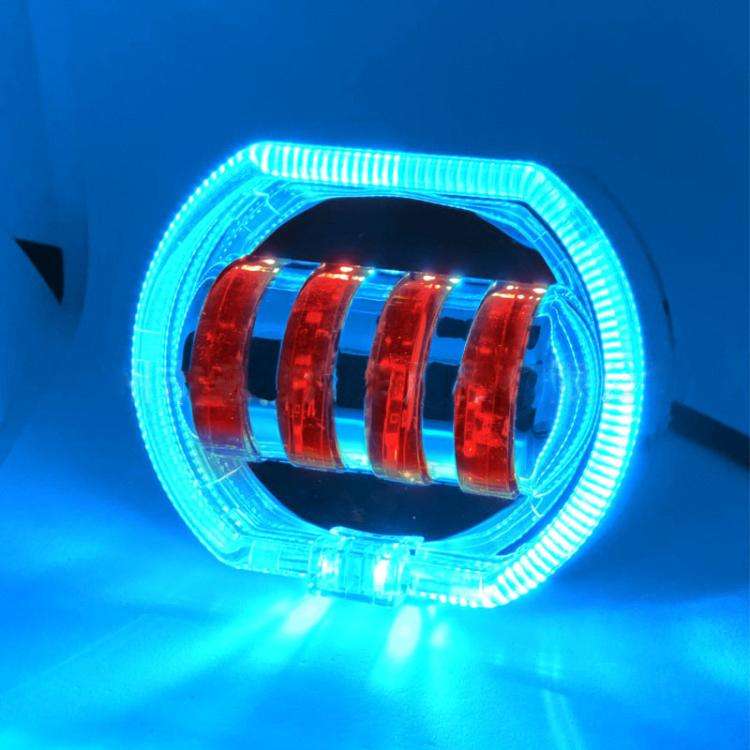 Motorcycle Electric Vehicle General Modification LED Headlight 4 Beads Double Lens Lamps, Blue Ap...