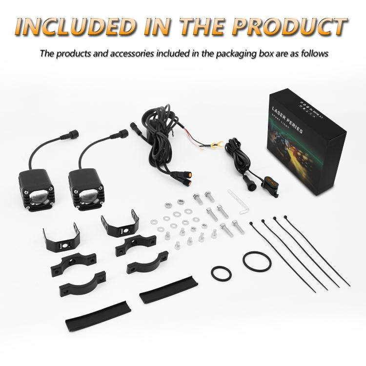 40W Motorcycle Wired Switch Integrated Waterproof Demon Eye Spotlight, Orange Light