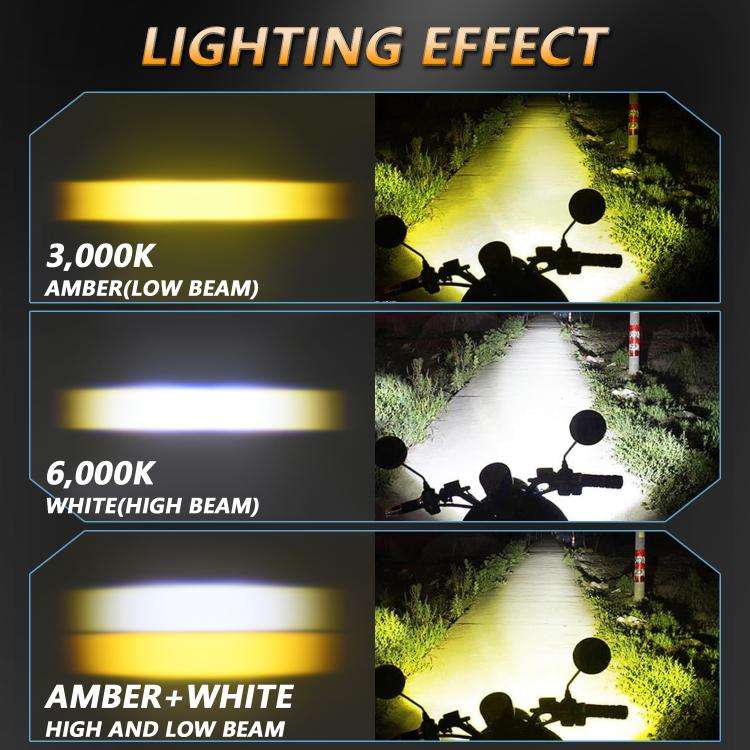 40W Motorcycle Wired Switch Integrated Waterproof Demon Eye Spotlight, Orange Light