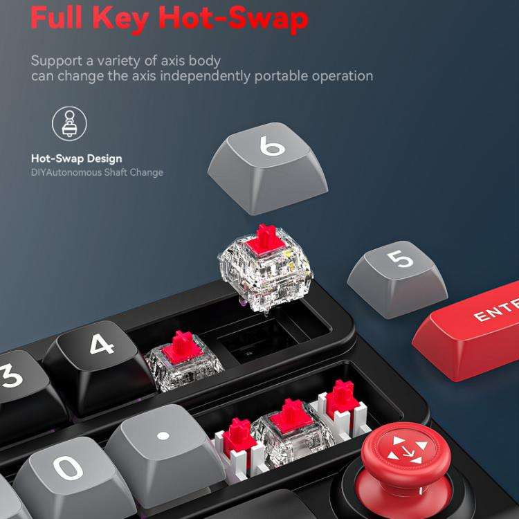 MKESPN RGB Hot Swap Wired Mechanical Keyboard Rocker Knob Programming Macro Custom Gaming Keyboard