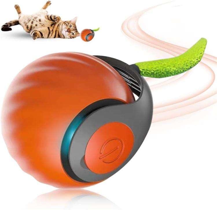 Smart Self Rolling Ball Interactive Cat Toys USB Rechargeable Cat Ball Two Speed Adjustment, TUTU...