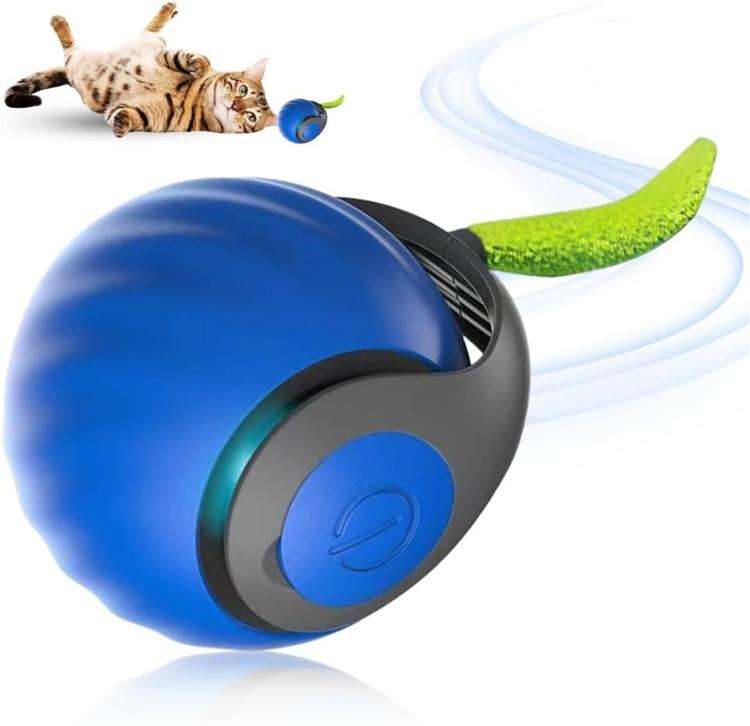 Smart Self Rolling Ball Interactive Cat Toys USB Rechargeable Cat Ball Two Speed Adjustment, TUTU...