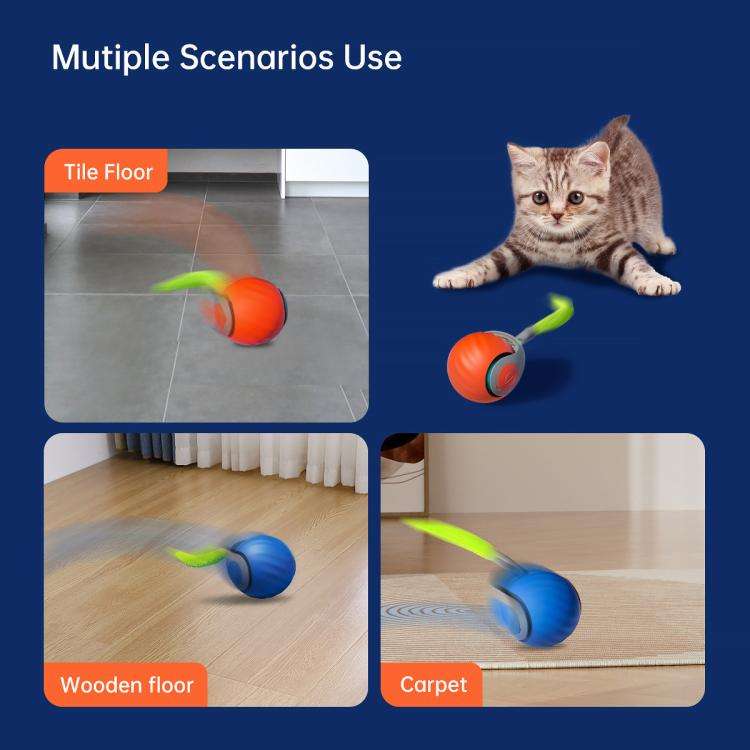 Smart Self Rolling Ball Interactive Cat Toys USB Rechargeable Cat Ball Two Speed Adjustment, TUTU...