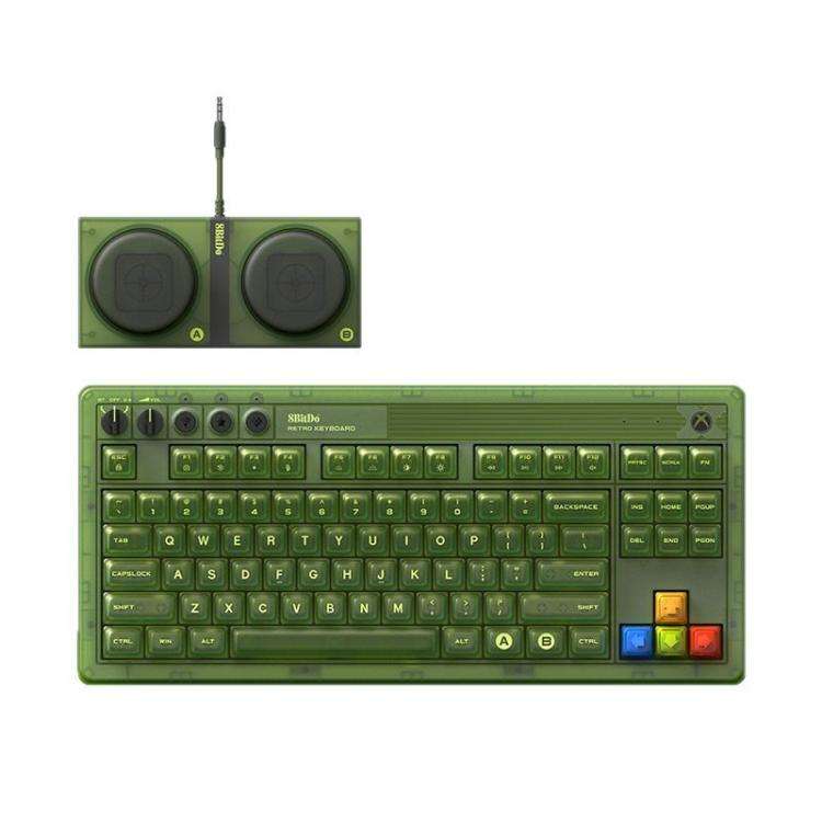 8BitDo Retro87 Mechanical Keyboard Retro RGB Lighting Green Transparent Keyboard With Large Keys,...
