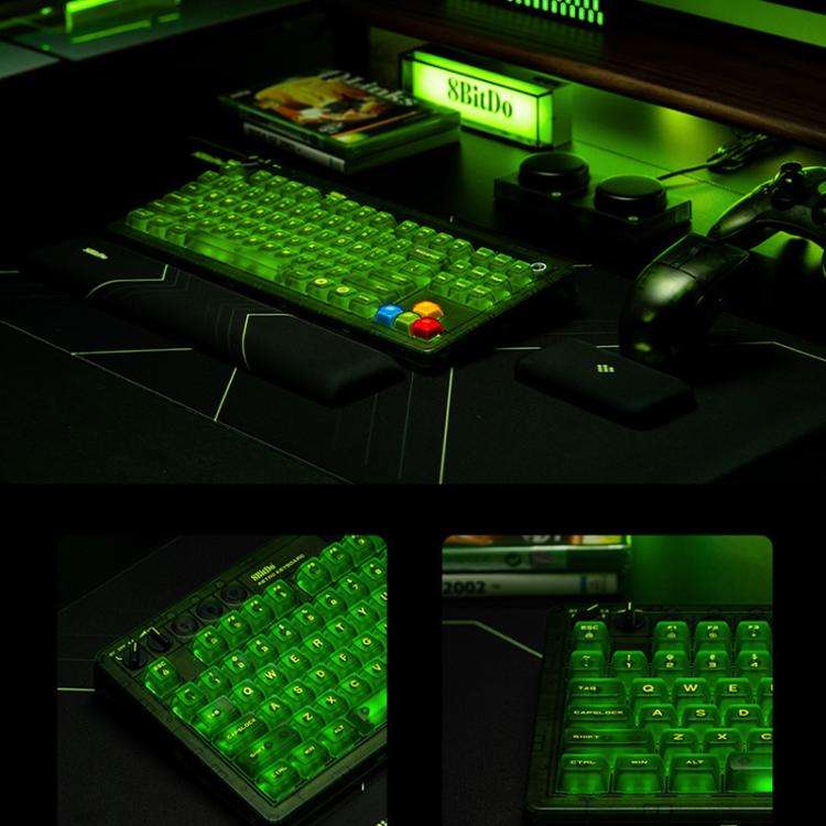 8BitDo Retro87 Mechanical Keyboard Retro RGB Lighting Green Transparent Keyboard With Large Keys,...
