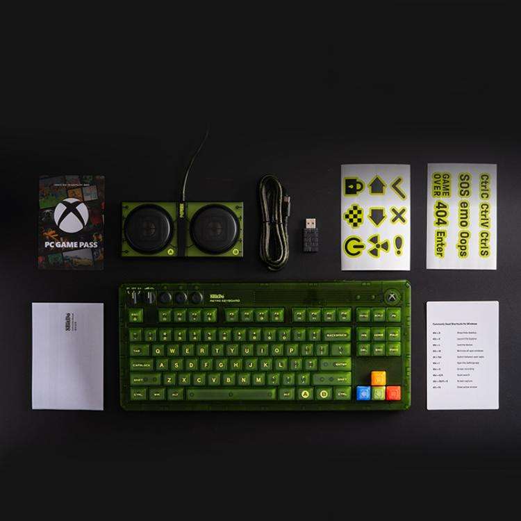 8BitDo Retro87 Mechanical Keyboard Retro RGB Lighting Green Transparent Keyboard With Large Keys,...