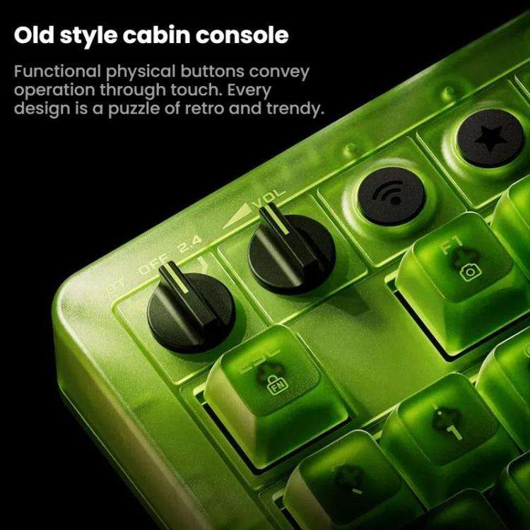 8BitDo Retro87 Mechanical Keyboard Retro RGB Lighting Green Transparent Keyboard With Large Keys,...