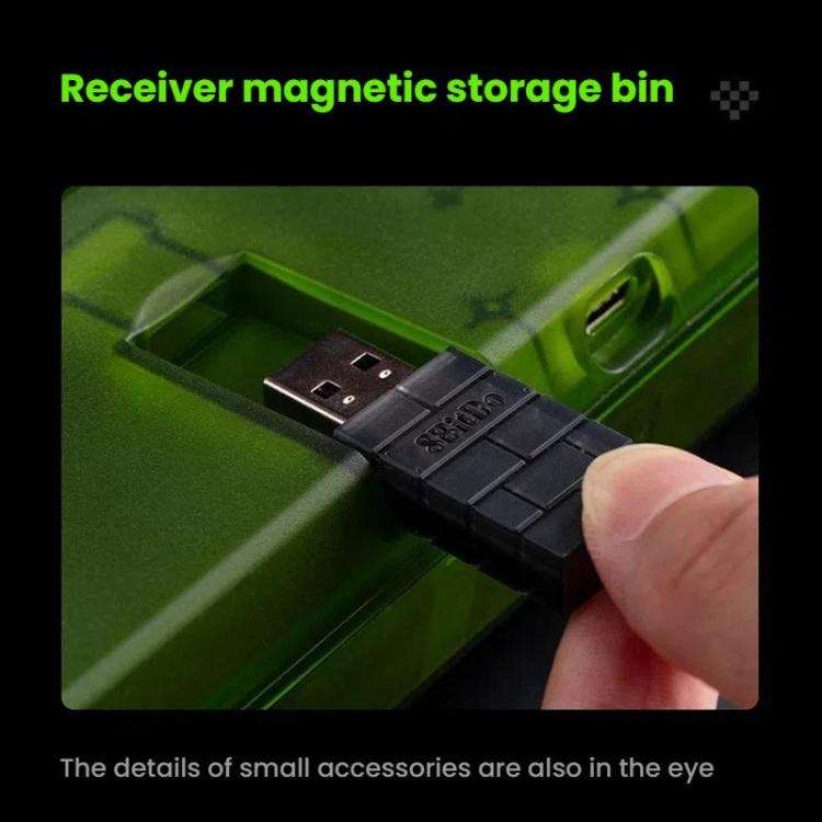 8BitDo Retro87 Mechanical Keyboard Retro RGB Lighting Green Transparent Keyboard With Large Keys,...