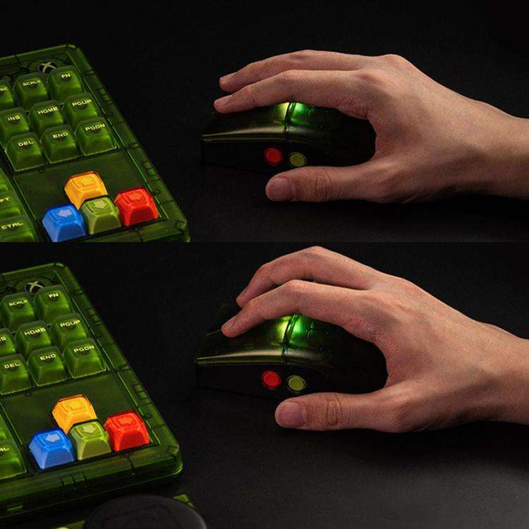8BitDo Retro R8 Green Translucent Wireless Mouse With Charging Base, Green Translucent Mouse