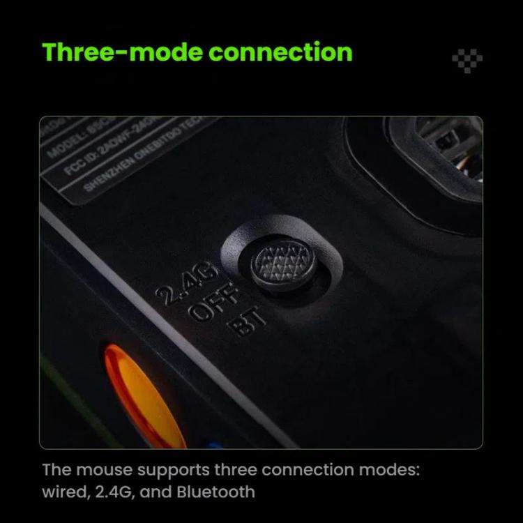 8BitDo Retro R8 Green Translucent Wireless Mouse With Charging Base, Green Translucent Mouse