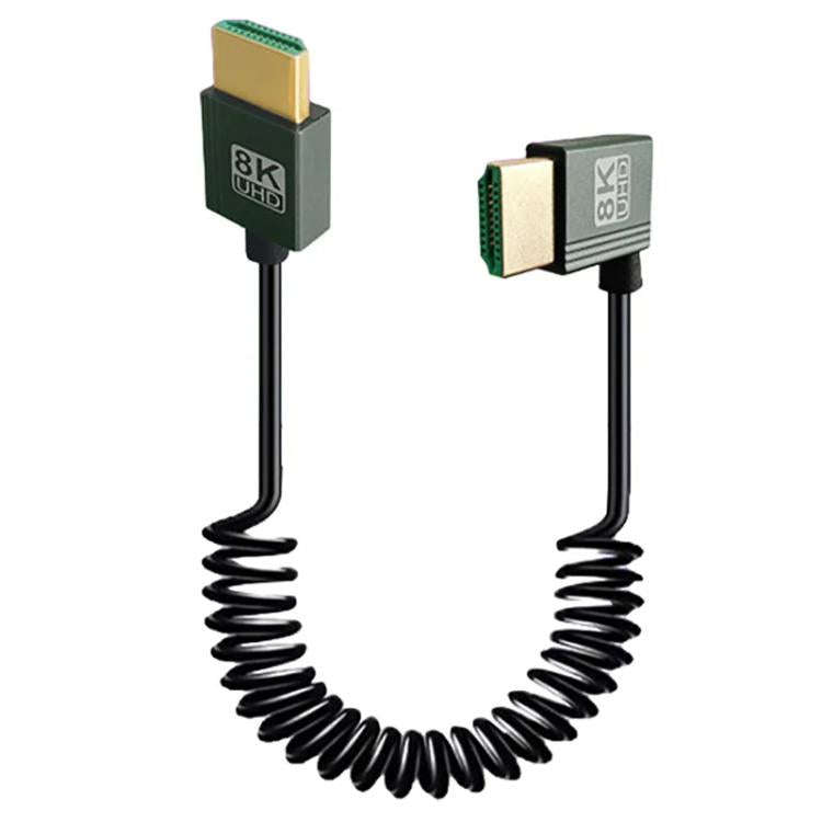 8K 60HZ HDMI 2.1 Spring Cable 0.5m Length, Straight Head, Right Bend, Left Bend, Positive Bend, R...