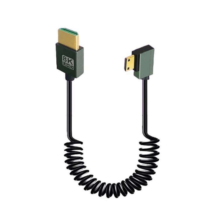 8K 60HZ HDMI 2.1 Spring Cable 0.5m Length, Straight Head, Right Bend, Left Bend, Positive Bend, R...
