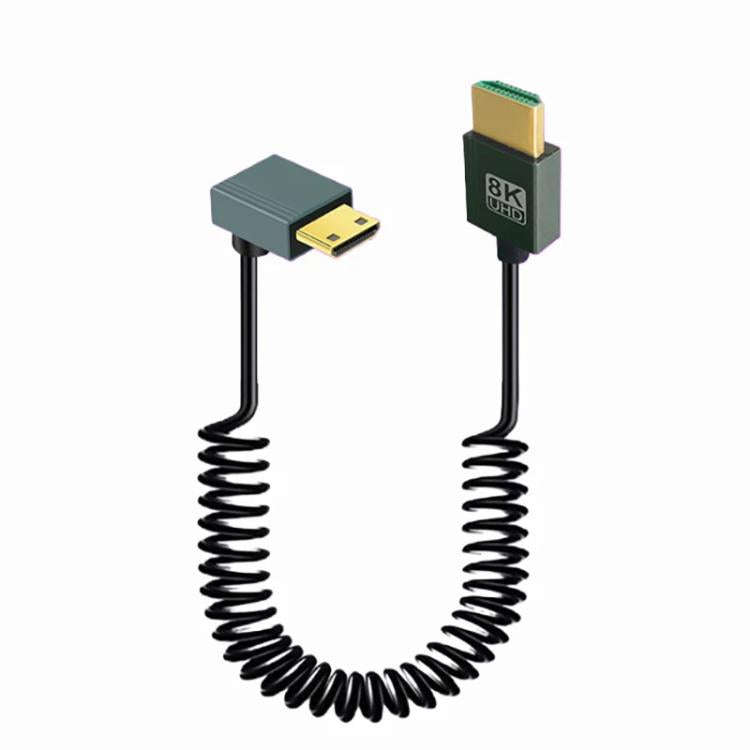 8K 60HZ HDMI 2.1 Spring Cable 0.5m Length, Straight Head, Right Bend, Left Bend, Positive Bend, R...
