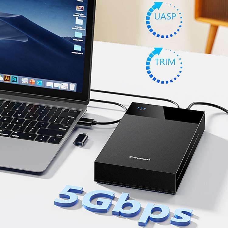 Blueendless MR35TC 3.5-inch USB3.0 2.5/3.5-inch SATA Mobile Hard Disk Box, Type-C US Plug, Type-C...