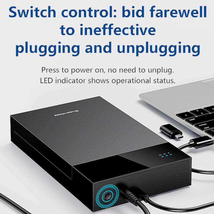 Blueendless MR35TC 3.5-inch USB3.0 2.5/3.5-inch SATA Mobile Hard Disk Box, Type-C US Plug, Type-C...