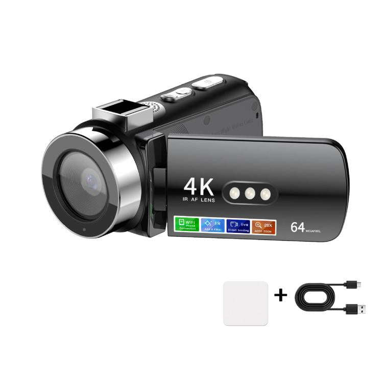 WiFi HD 4K Lightless Colorful Night Vision Digital Video Camera, Black, Black + Fill Light, Black...