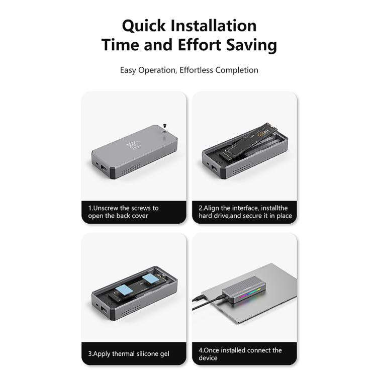 Blueendless M.2 Nvme SSD Box 40Gbps Hard Drive Reader, USB4 Box, USB4 Box with RGB Lights + Fan