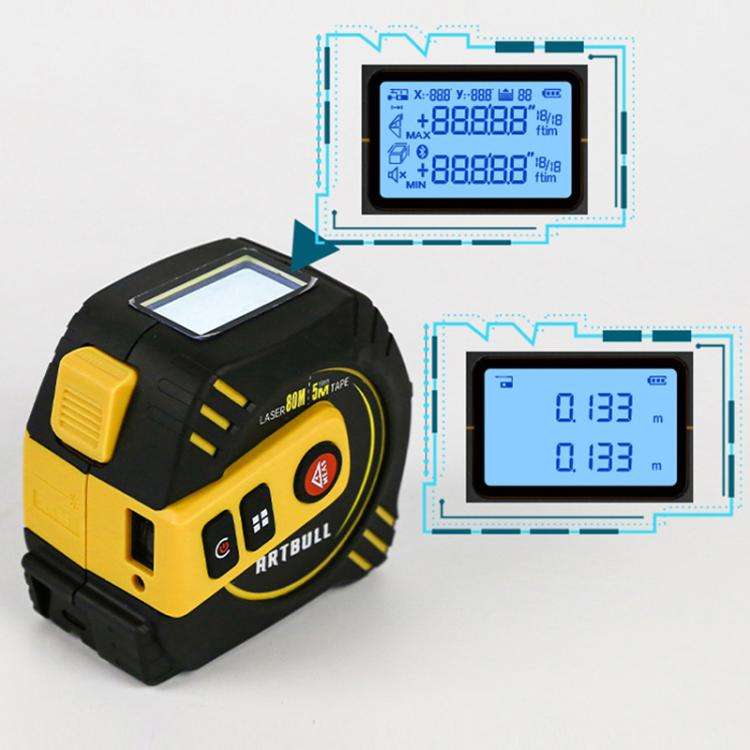 2 in 1 Rechargeable Infrared Laser Rangefinder + 5m Measuring Tape, Laser 40m, Laser 80m