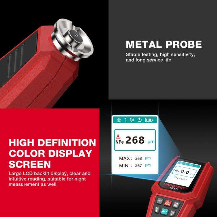 HABOTEST HT616 Car Paint Tester Paint Coating Thickness Gauge, HT616