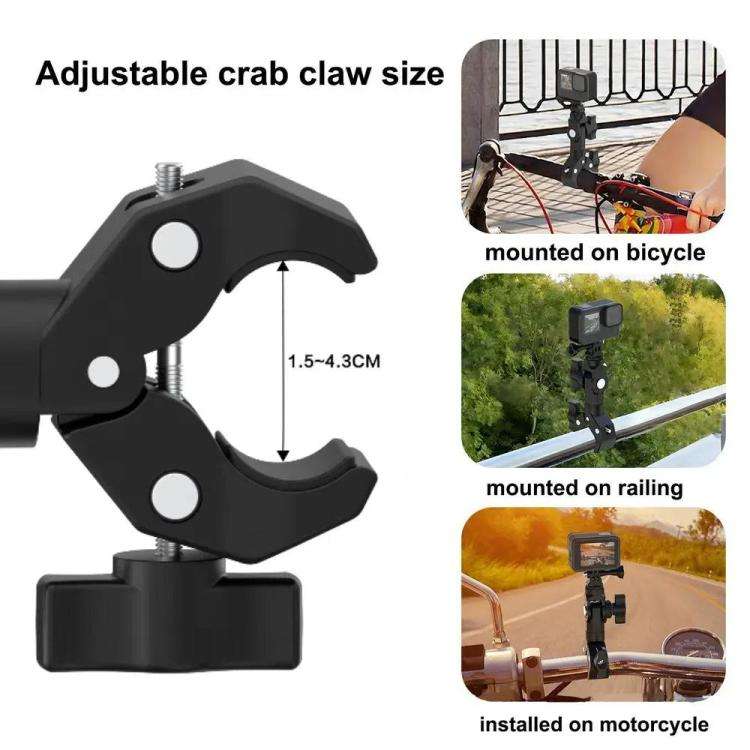 Camera Clip Motorcycle Bicycle Handlebar Crab Clamp For Sports Camera, With Adapter