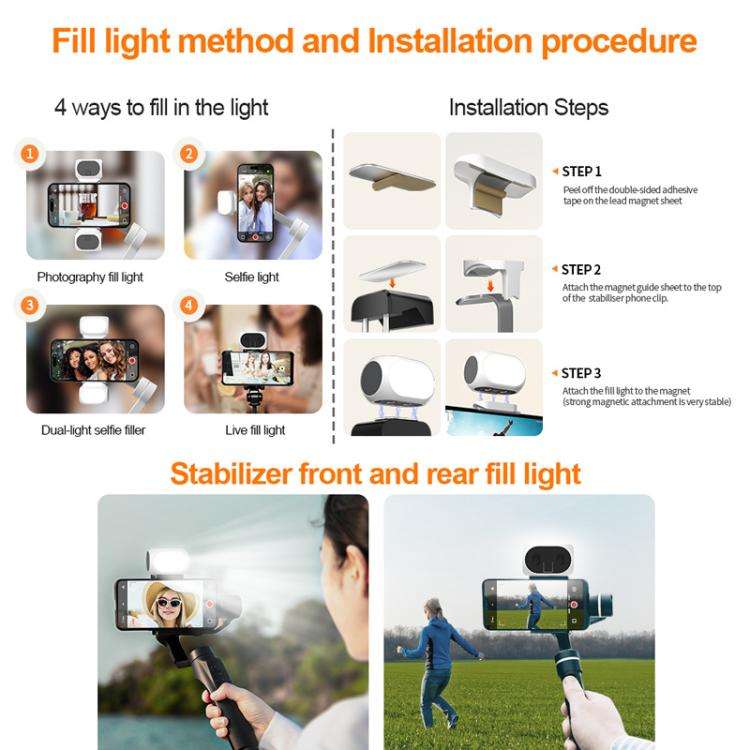 For DJI / Zhiyun Handheld Gimbal Stabilizer Fill Light Magnetic LED Photography Lamp Mobile Phone...