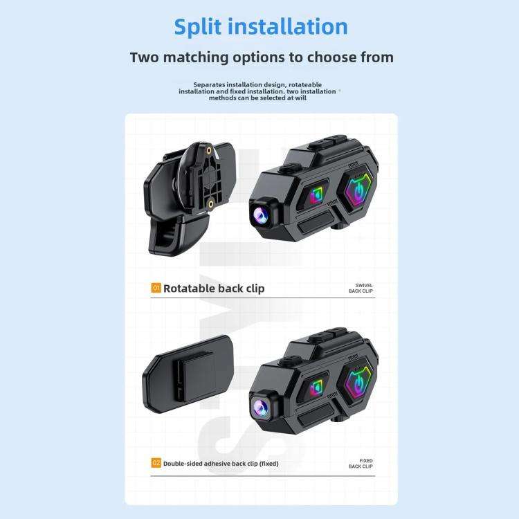 C8Max Motorcycle Intercom Video Helmet Bluetooth Headset HD Video Recorder, Soft Mic, Hard Mic, S...