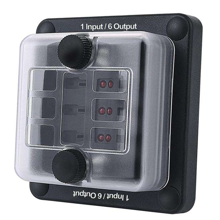6-Way Waterproof Fuse Box With LED Indicator And Sticker, ZH-1704A1