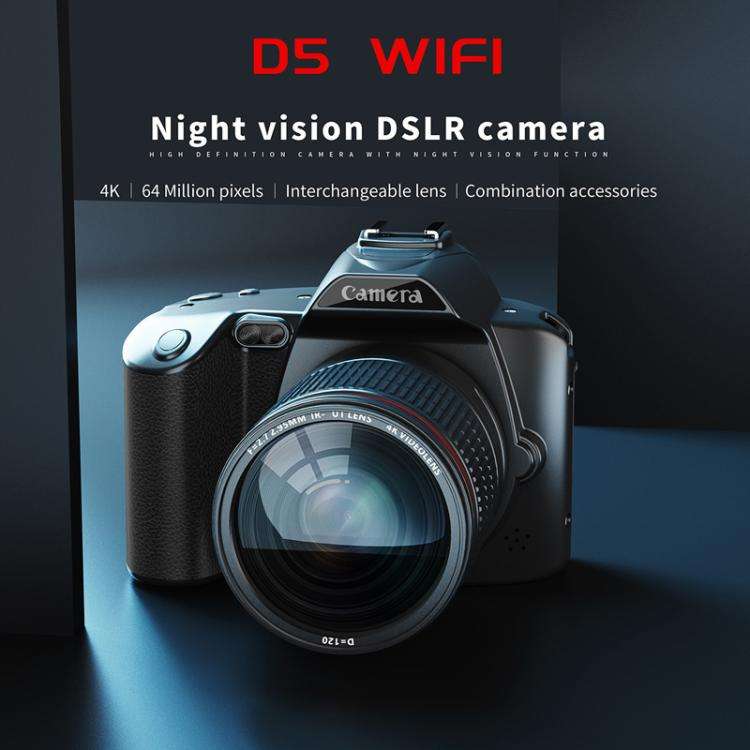 D5 HD WiFi Digital Camera 64MP Dual Camera Night Vision Photography Video DV, Standard White, Sta...