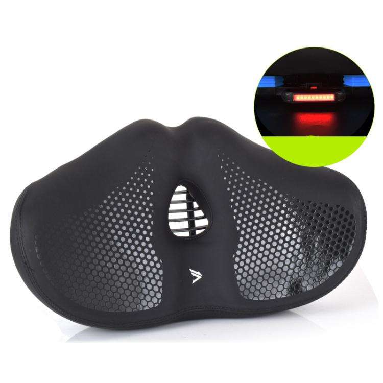 FMFXTRA Thickened Bicycle Saddle Mountain Bike Shaped Saddle, Black, Brown, Black+Tail Light, Bro...