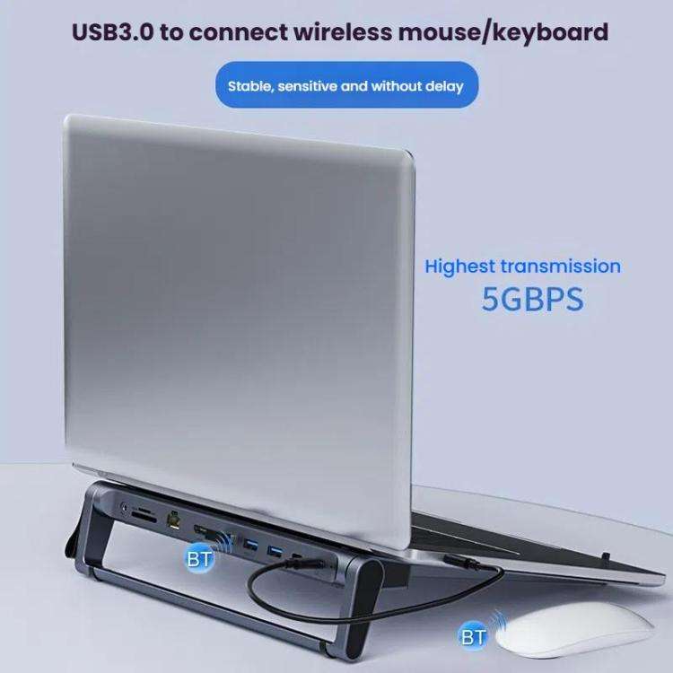 9 In 1 Hub Computer Stand Aluminum Alloy Folding PD Fast Charging With LAN Docking Station Laptop...