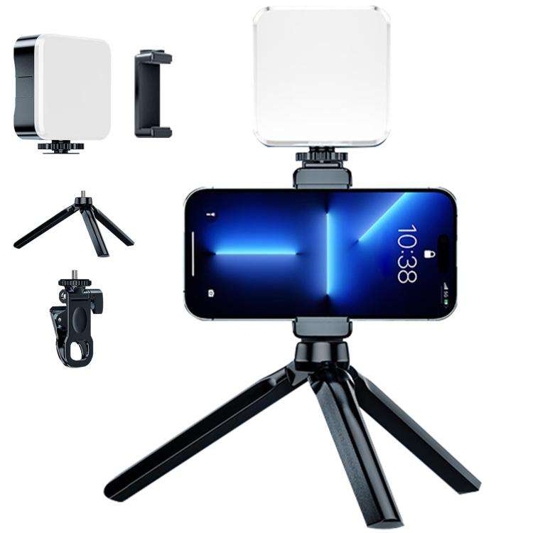 Selfie Fill Light 3 Color Temperature Clip On Lamp with PTZ & Tripod Kit, Battery Type, Rechargea...