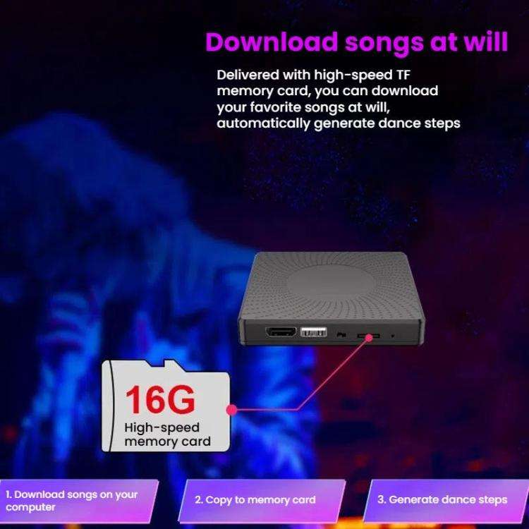 Wireless TV Dual-Player Motion-Sensing Dance Mat with HDMI Port & 16GB Memory Card, 040