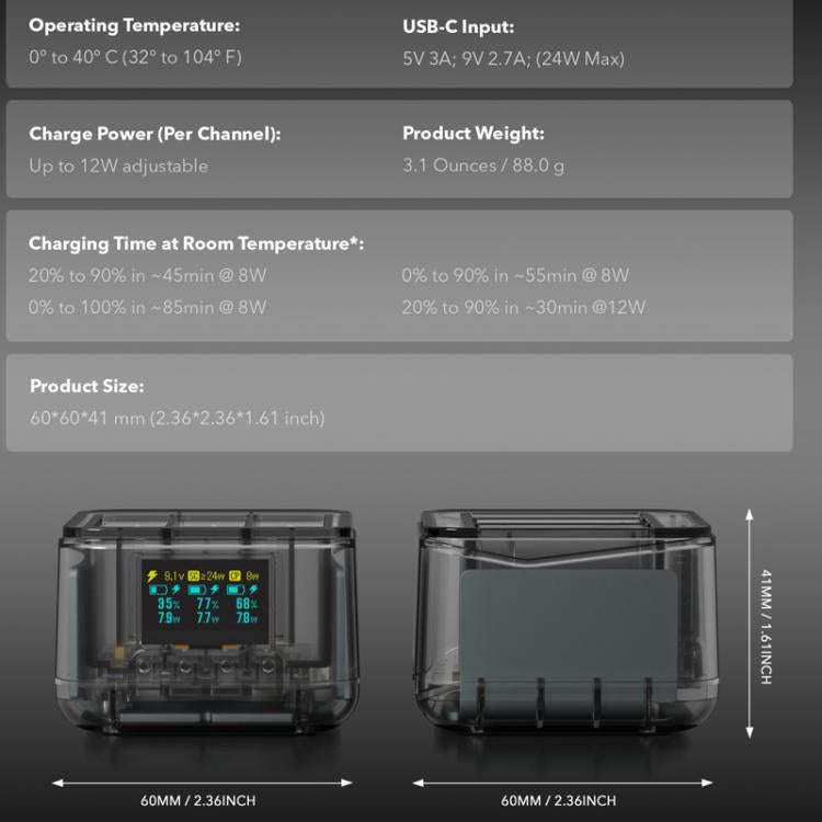 For GoPro HERO13 Black Super Fast Charger Dock Battery Charging Station With OLED Screen Display