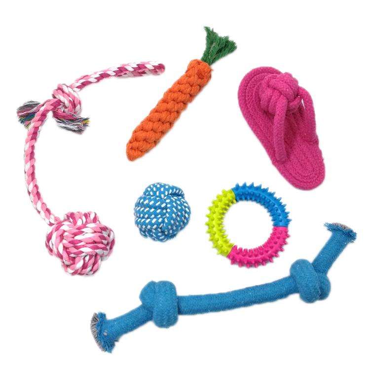 Pet Knot Chewing Toy Combination Set, 10pcs /Set Red Footprint Flying Disc 745, 5pcs /Set Polypro...