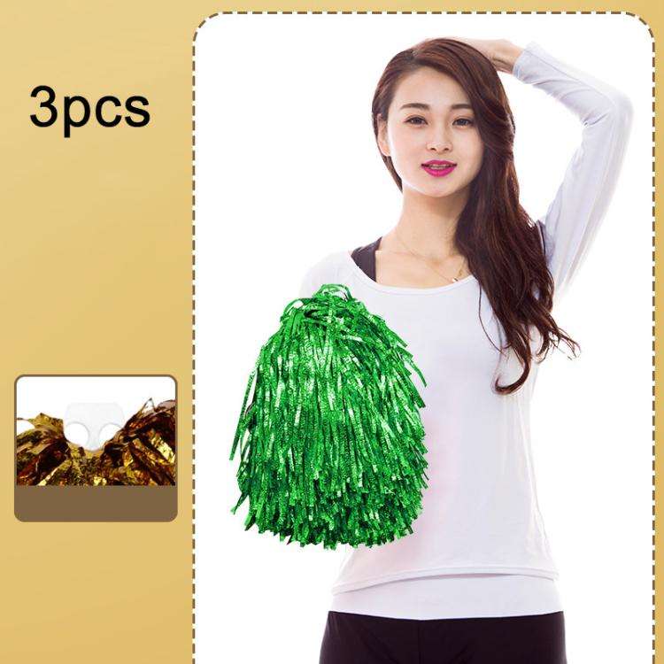 3pcs Shining Metallic Foil Cheerleader Pompoms With Finger Ring Cheerleading Hand Shake Flower Ba...