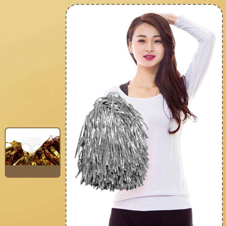 3pcs Shining Metallic Foil Cheerleader Pompoms With Finger Ring Cheerleading Hand Shake Flower Ba...