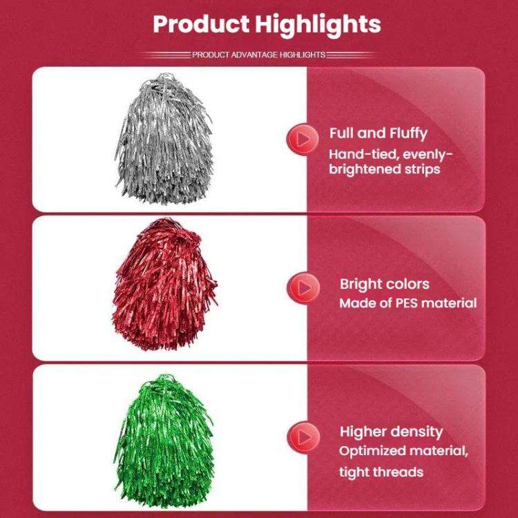 3pcs Shining Metallic Foil Cheerleader Pompoms With Finger Ring Cheerleading Hand Shake Flower Ba...