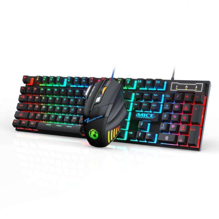 Floating Keycaps Rainbow Backlight Wired Keyboard Mouse Set, iMICE AN-300 Arabic, iMICE AN-300 En...