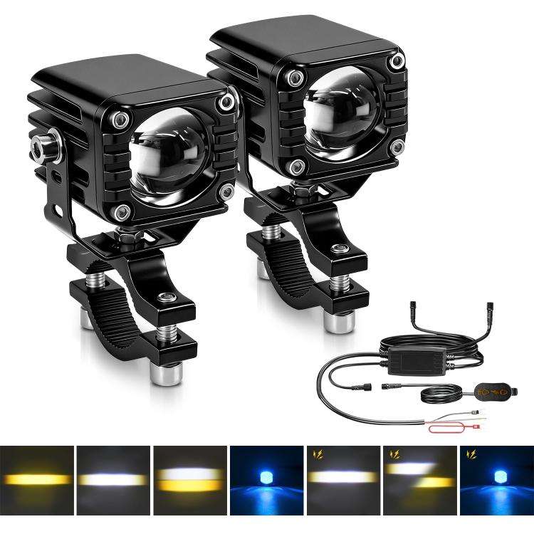 40W Motorcycle Wired Switch Integrated Waterproof Demon Eye Spotlight, Blue Light