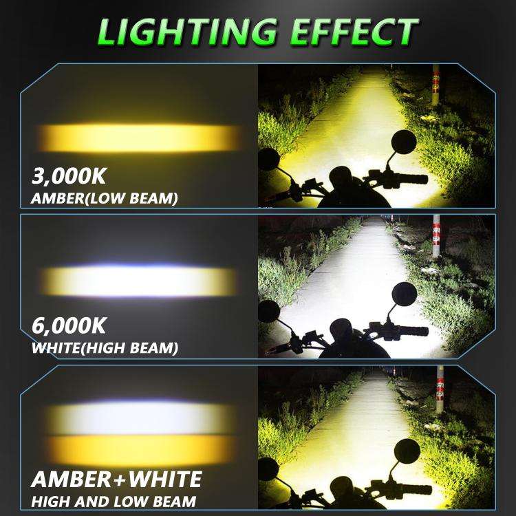 40W Motorcycle Wired Switch Integrated Waterproof Demon Eye Spotlight, Green Light