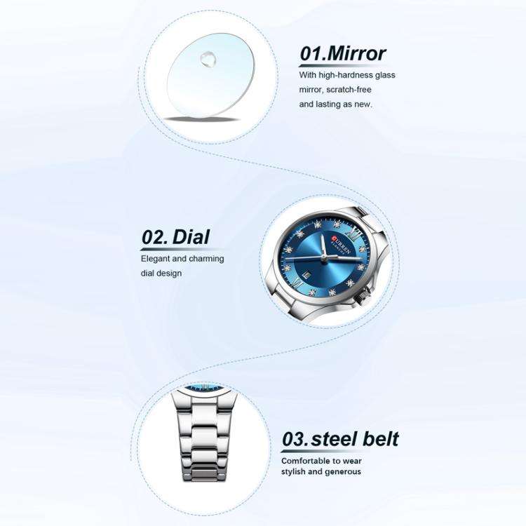 Curren Casual Steel Strap Ladies Calendar Watch