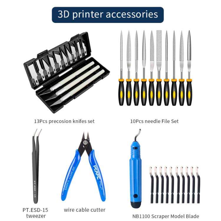 3D Printer Tool Kit Model Cleaning Tools, Carving Knife, File, Edge Trimmer & Polishing Supplies,...