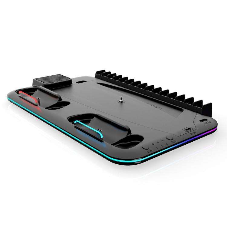 For PS5 Slim / Pro Multi-functional Cooling Stand with Controller Charging Station & Game Disc St...
